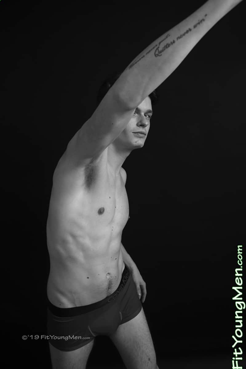 British Gym - Sexy young British gym buddy Dustin Bronson strips naked ...
