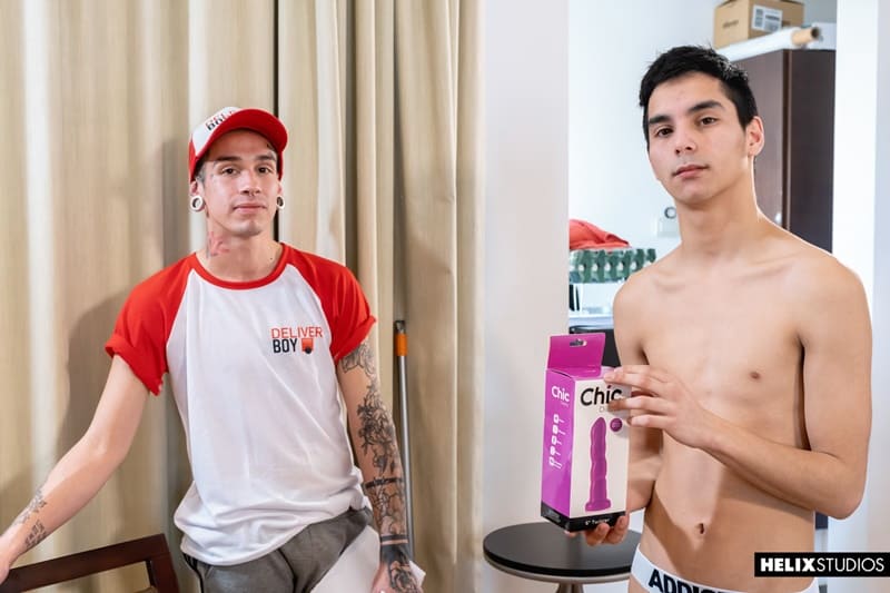 Boy Ass Fucked By Strap On - Francis Gerard's tight jock strap ass bareback fucked by tattooed twink  Edwin Mendez's huge dick | Naked Gay Porn Pics