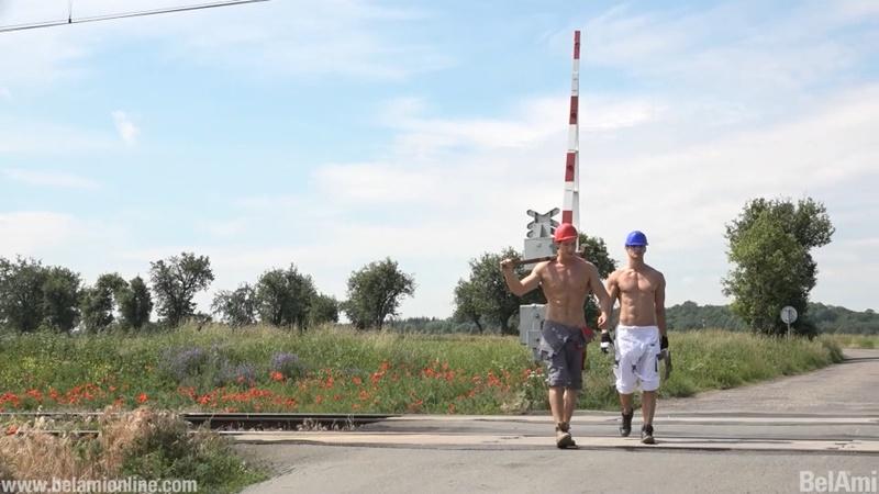 Sexy ripped railway construction workers Andrei Karenin Niko Vangelis strip nude wanking their huge uncut dicks 5 gay porn pics - Sexy ripped railway construction workers Andrei Karenin and Niko Vangelis strip nude wanking their huge uncut dicks